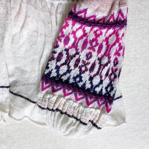 Free People Dreamland Knit Cardigan Womans Small Ivory Pink Balloon Sleeves - Picture 5 of 14